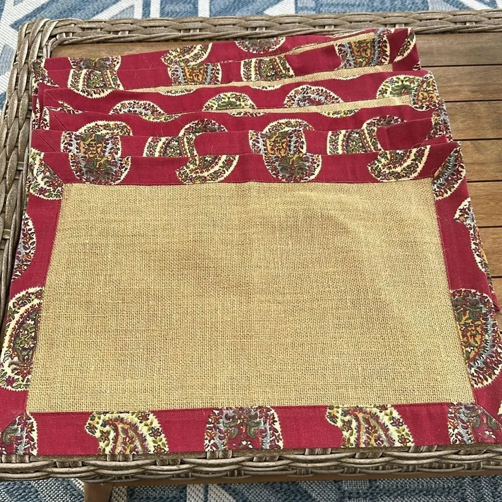 Pier 1 Floral & Raffia Cloth Placemats (6)
